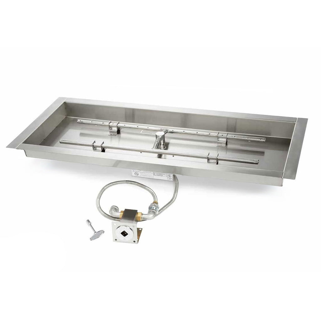 HPC Fire H-Shaped MLFPK Match Light Gas Fire Pit Kit with Rectangular Bowl Pan and Torpedo Burner