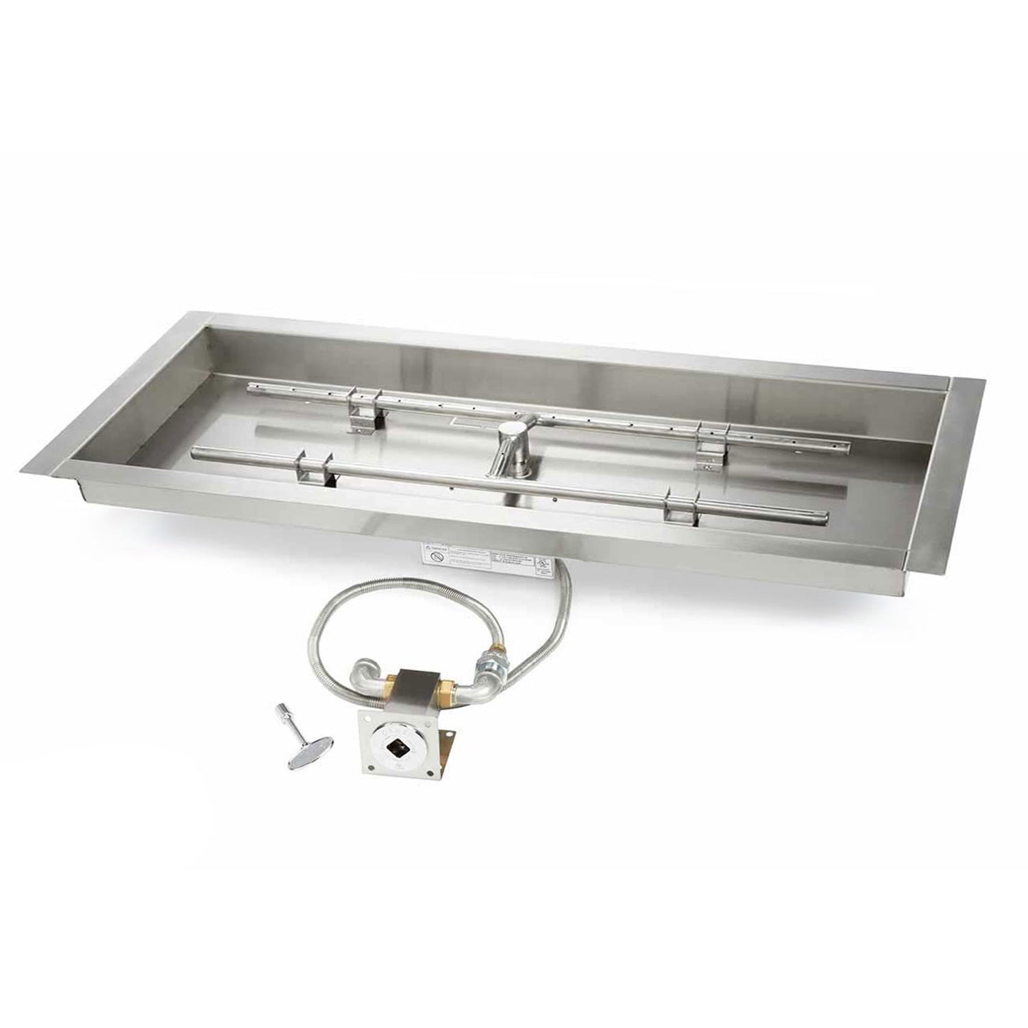 HPC Fire H-Shaped MLFPK Match Light Gas Fire Pit Kit with Rectangular Bowl Pan and Torpedo Burner