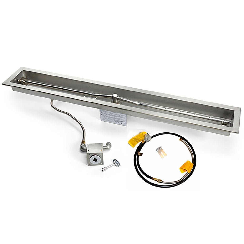 HPC Fire Linear Match Light Gas Fire Pit Kit with Trough Bowl Pan and Torpedo Burner