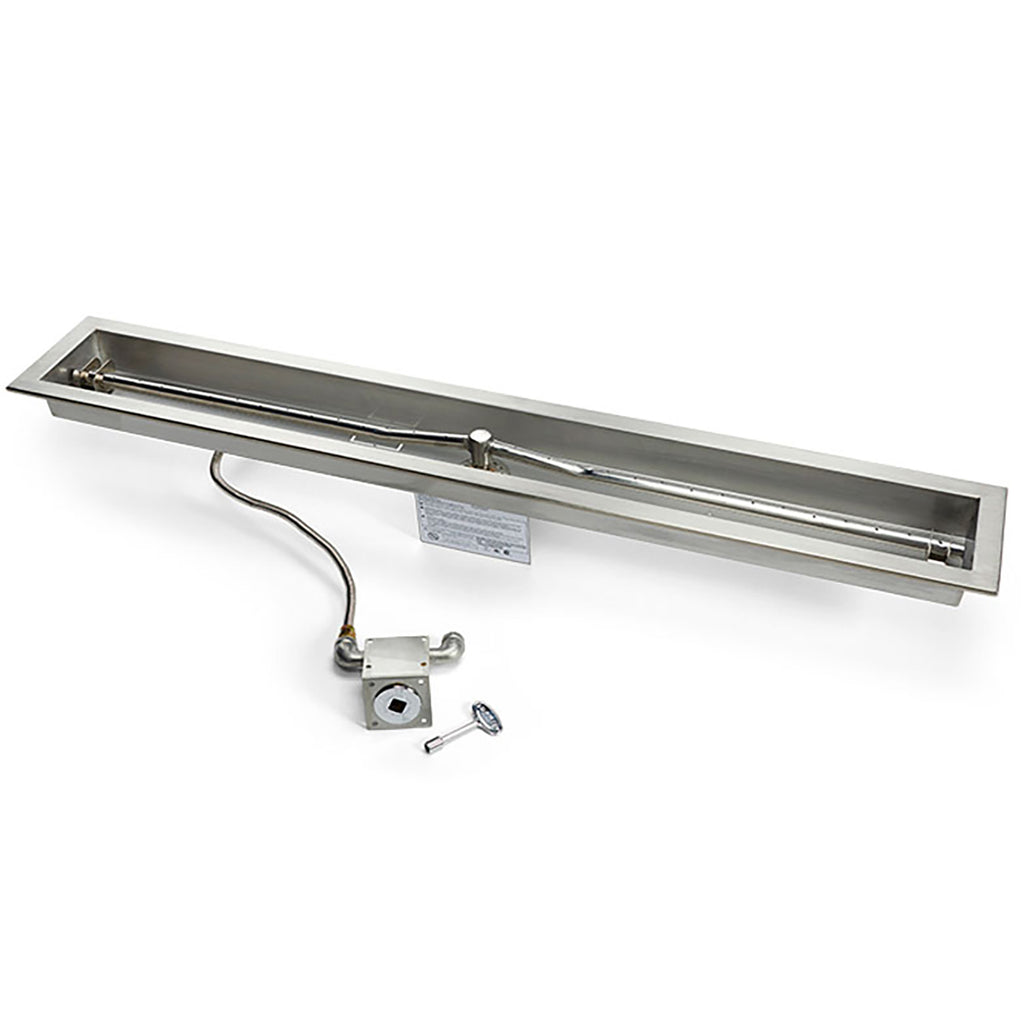 HPC Fire Linear Match Light Gas Fire Pit Kit with Trough Bowl Pan and Torpedo Burner