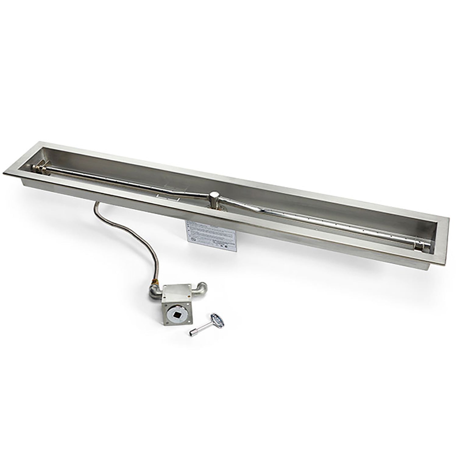 HPC Fire Linear Match Light Gas Fire Pit Kit with Trough Bowl Pan and Torpedo Burner