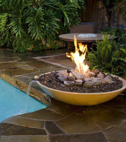 American Fyre Designs Marseille GRFC 40-Inch Fire Bowl with Water Spout