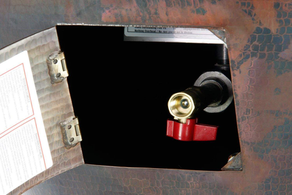 HPC Fire Mesa 32-Inch Round Hammered Copper Gas Fire Bowl