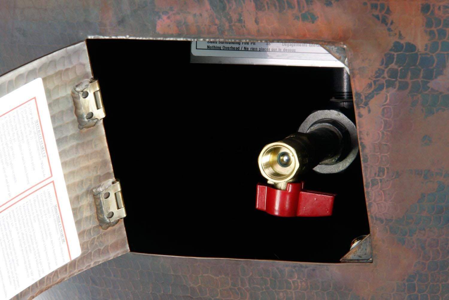 HPC Fire Mesa 32-Inch Round Hammered Copper Gas Fire Bowl