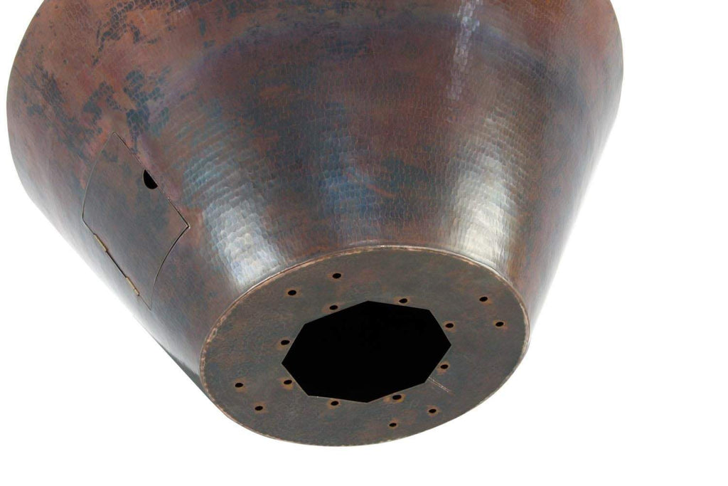 HPC Fire Mesa 32-Inch Round Hammered Copper Gas Fire and Water Bowl