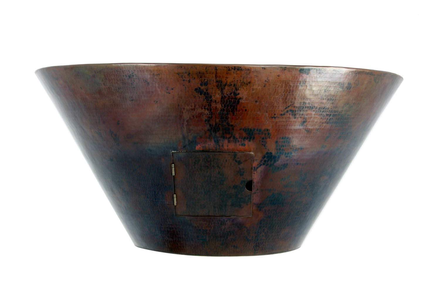 HPC Fire Mesa 32-Inch Round Hammered Copper Gas Fire Bowl