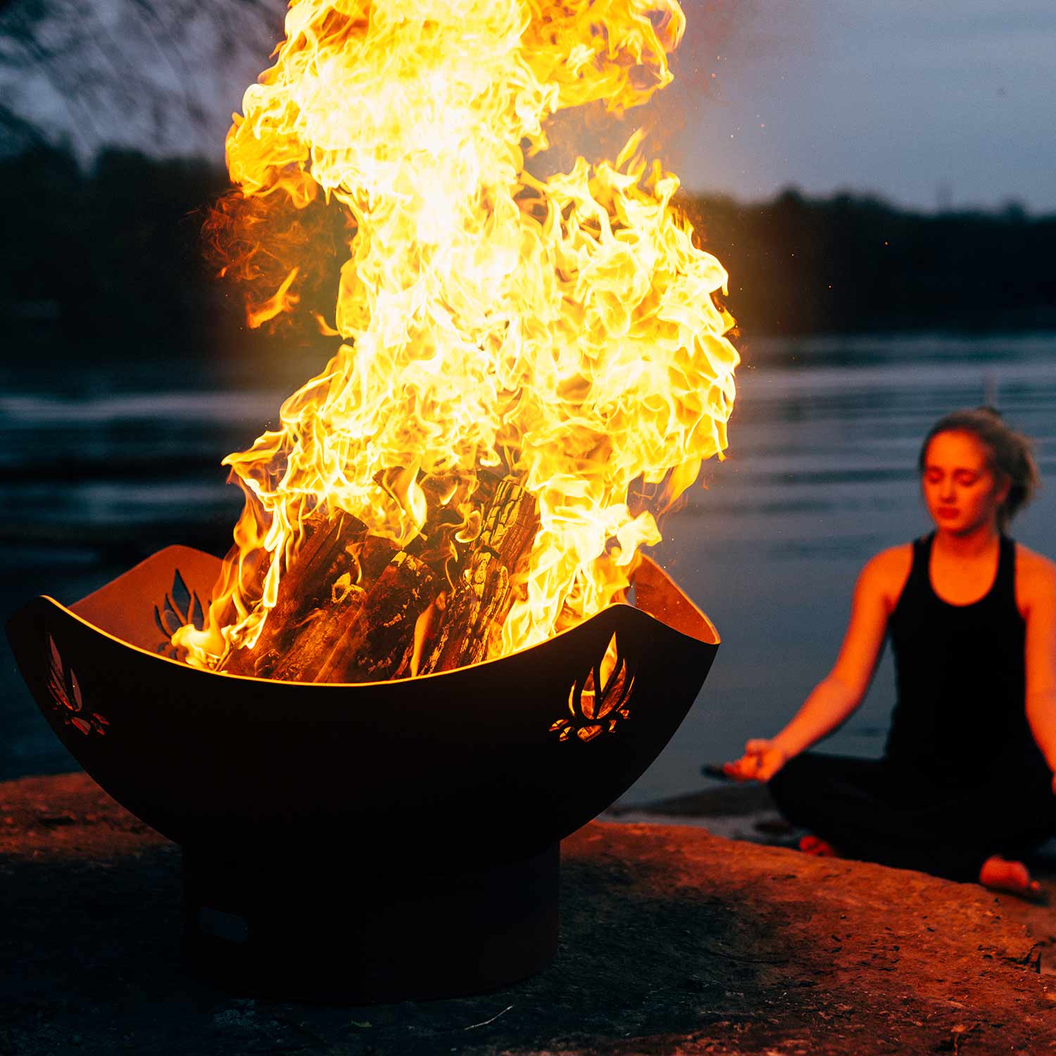 Fire Pit Art Namaste Wood Fire Pit