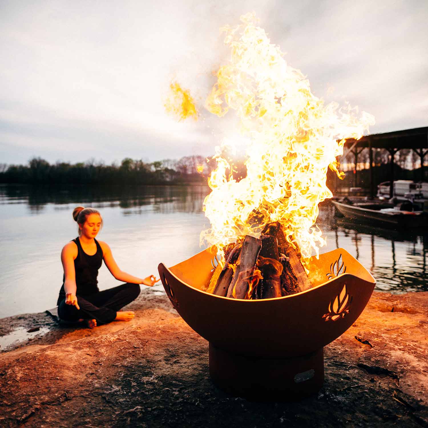 Fire Pit Art Namaste Wood Fire Pit