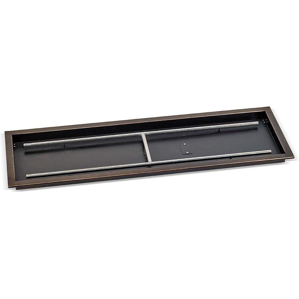 Rectangular burner pan with oil-rubbed bronze border and twin burner tubes