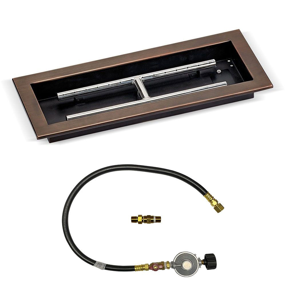 American Fire Glass Match Light Fire Pit Kits, Oil Rubbed Bronze Rectangular Bowl Pans