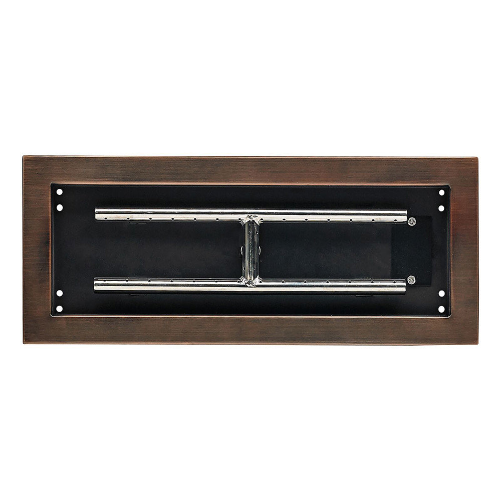 American Fire Glass Match Light Fire Pit Kits, Oil Rubbed Bronze Rectangular Bowl Pans