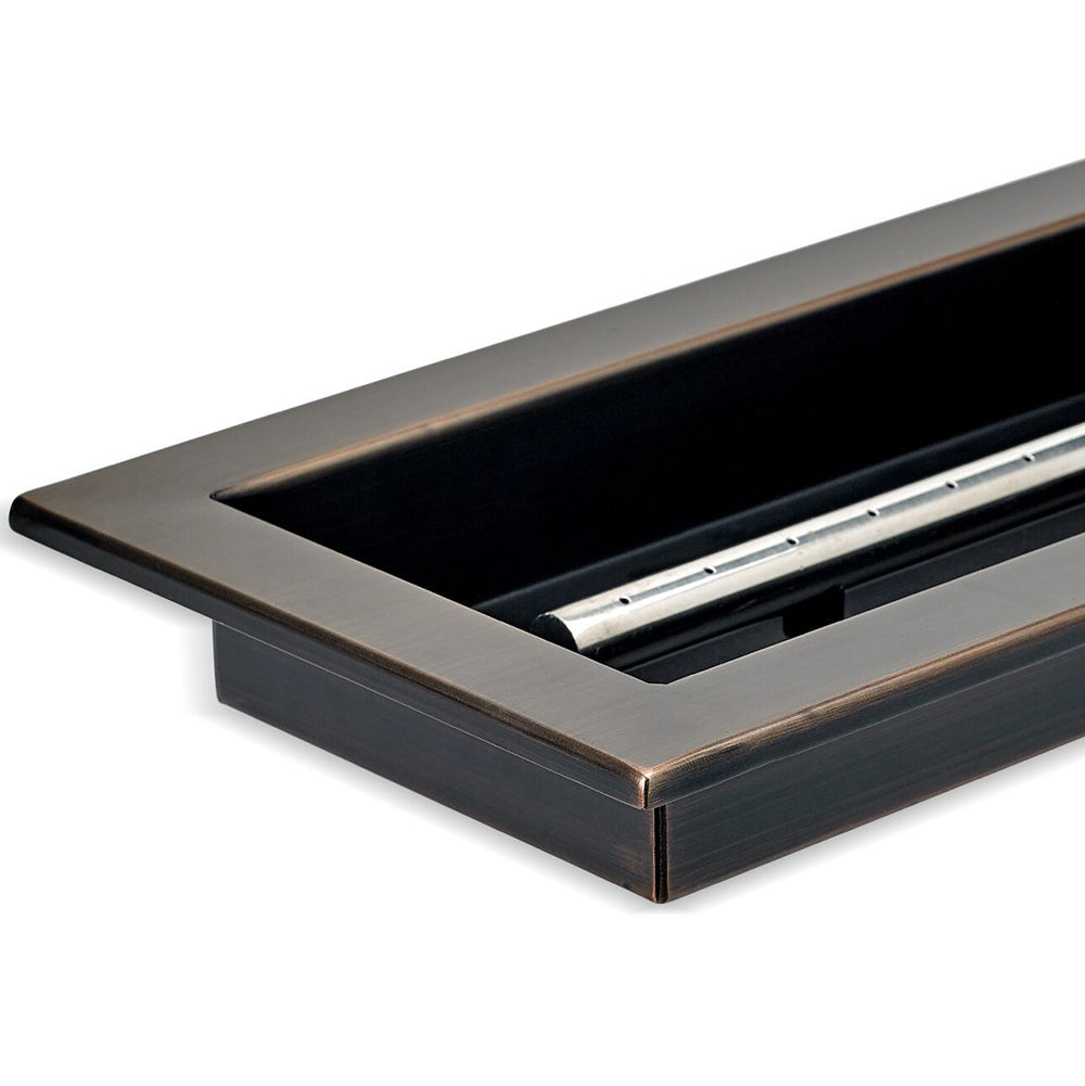 American Fire Glass Match Light Fire Pit Kits, Oil Rubbed Bronze Rectangular Bowl Pans