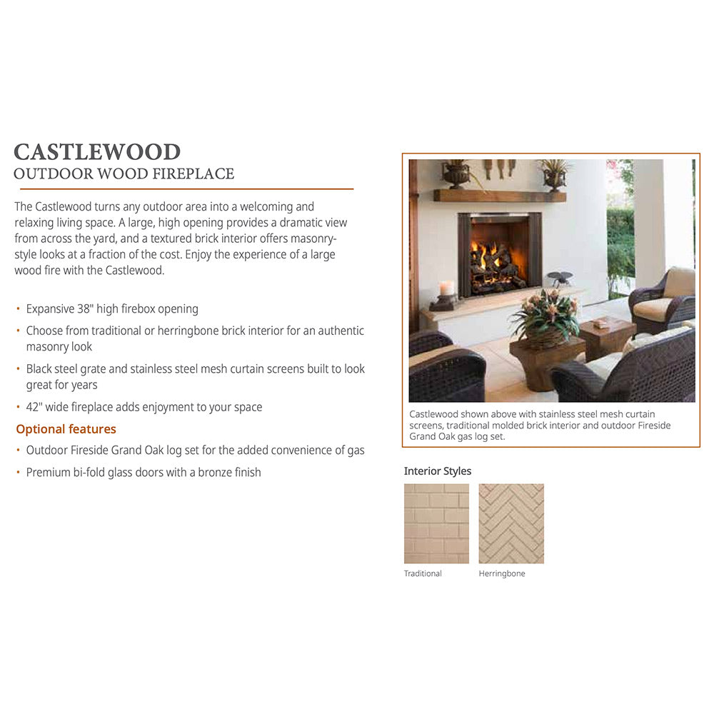 Outdoor Lifestyles Castlewood 42-Inch Outdoor Wood Fireplace