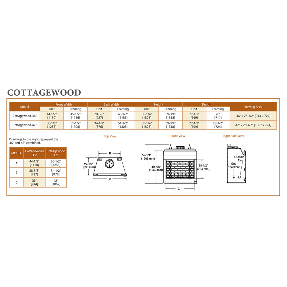 Outdoor Lifestyles Cottagewood 36-Inch Outdoor Wood Fireplace