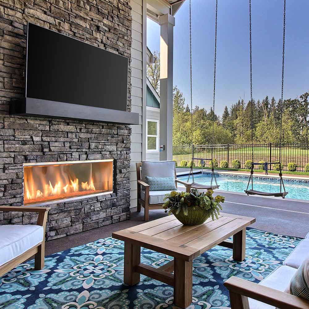 Outdoor Lifestyles Lanai 60-Inch Linear Outdoor Gas Fireplace with IntelliFire Ignition