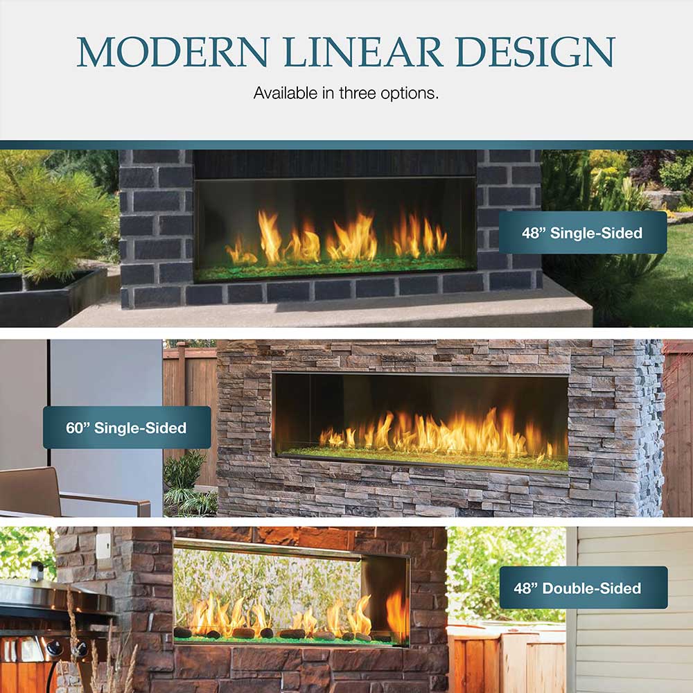 Outdoor Lifestyles Lanai 60-Inch Linear Outdoor Gas Fireplace with IntelliFire Ignition