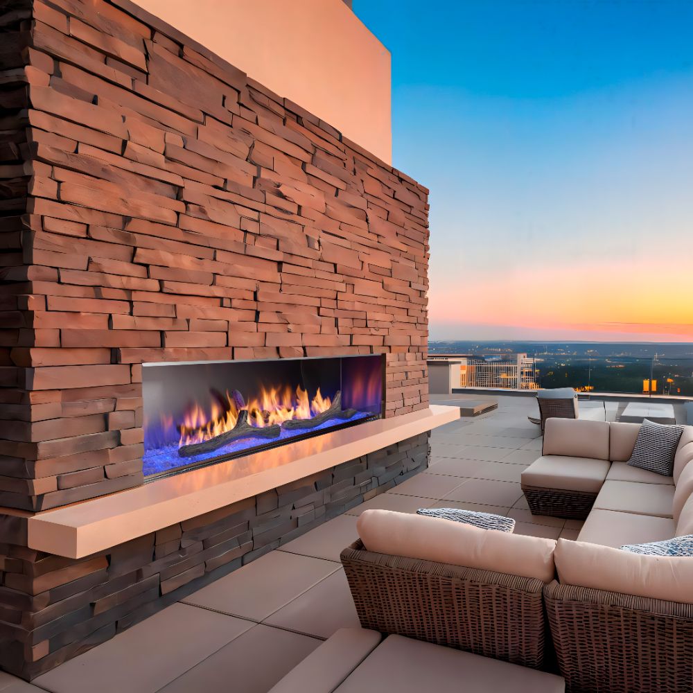 Outdoor Lifestyles Lanai 72-Inch Outdoor Linear Gas Fireplace with Intellifire Ignition