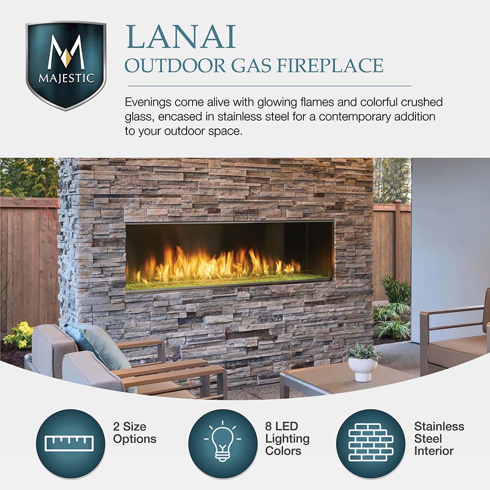 Outdoor Lifestyles Lanai 48-Inch Linear Outdoor See-Through Gas