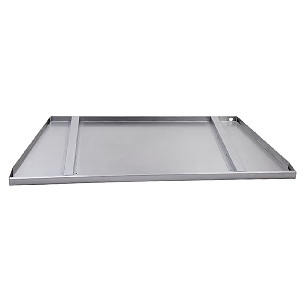 36-inch outdoor wood fireplace drain pan, rectangular silver metal tray with raised edges