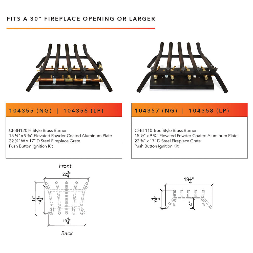 Warming Trends Outdoor Fireplace Kit for 30-Inch Opening or Larger, Tree-Style Burner