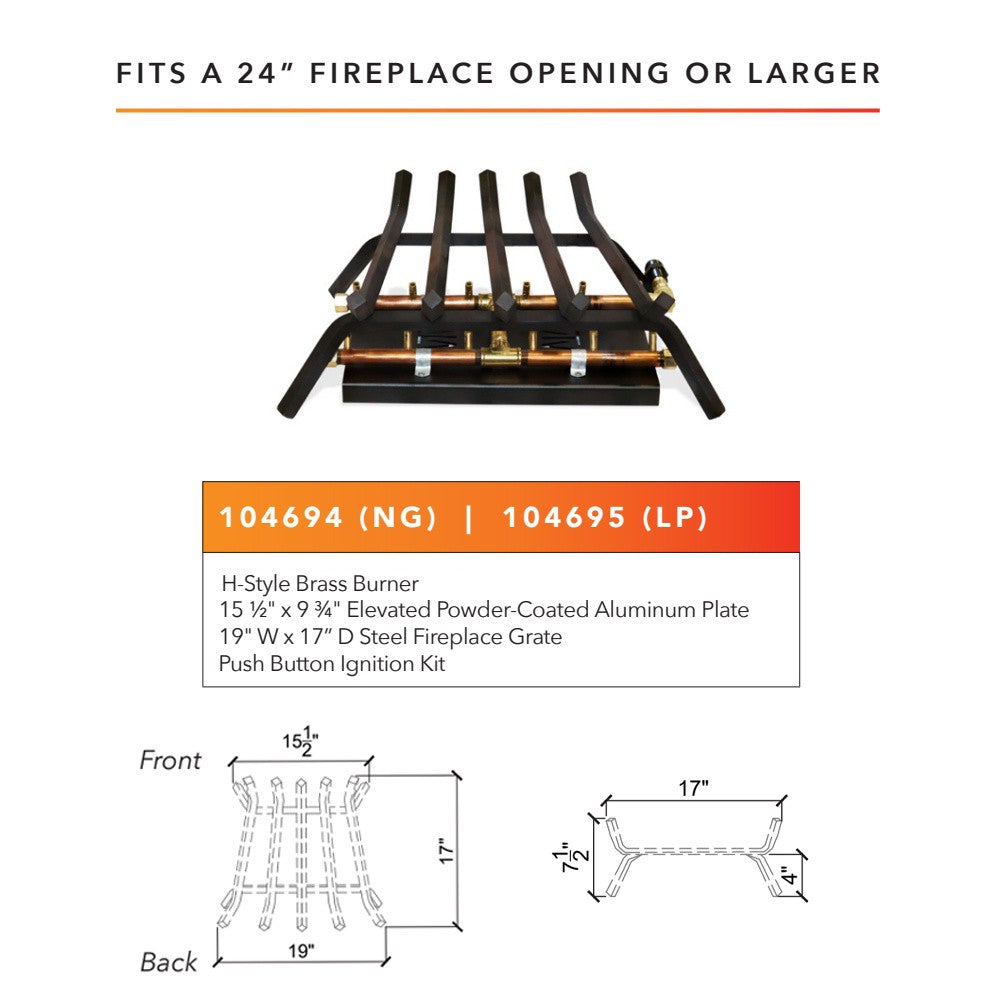 Warming Trends Outdoor Fireplace Kit, H-Style Crossfire Burner