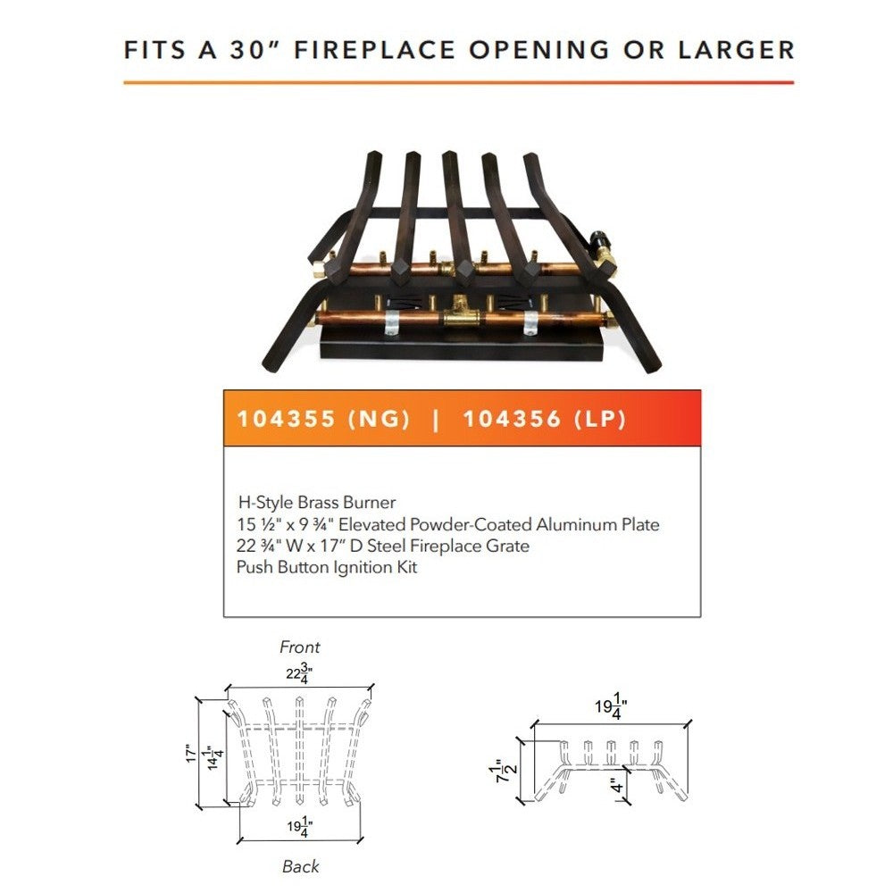 Warming Trends Outdoor Fireplace Kit, H-Style Crossfire Burner