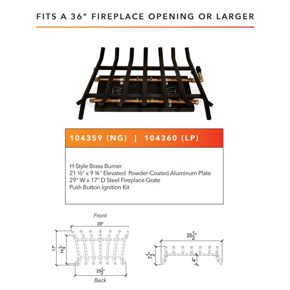 Warming Trends Outdoor Fireplace Kit, H-Style Crossfire Burner