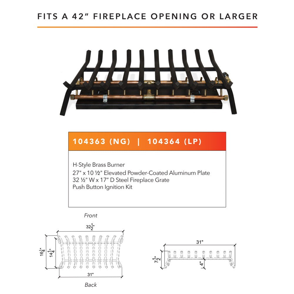 Warming Trends Outdoor Fireplace Kit, H-Style Crossfire Burner