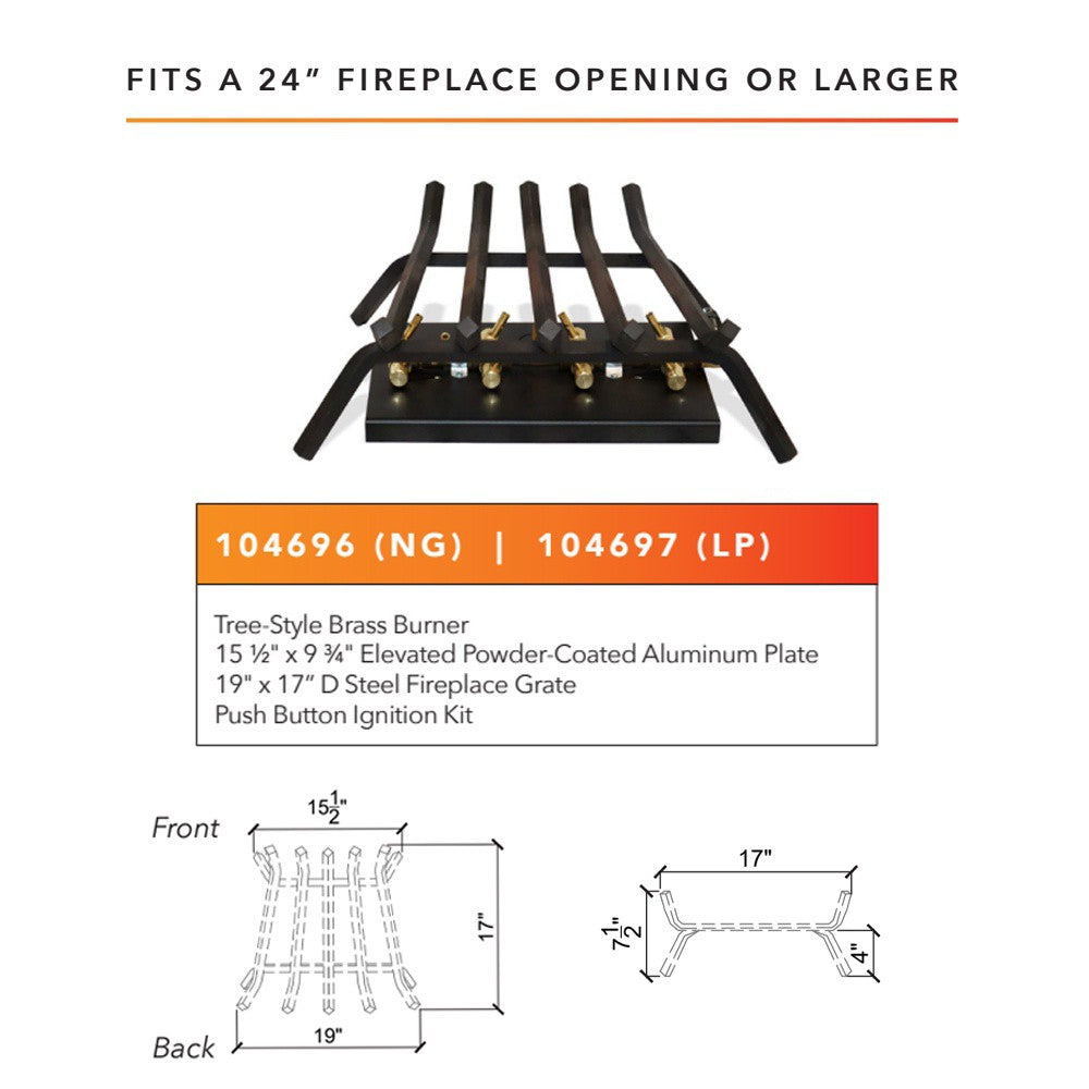 Warming Trends Outdoor Fireplace Kit, Tree-Style Crossfire Burner