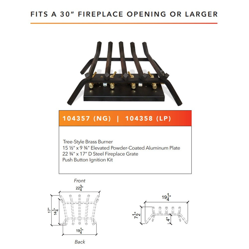 Warming Trends Outdoor Fireplace Kit, Tree-Style Crossfire Burner