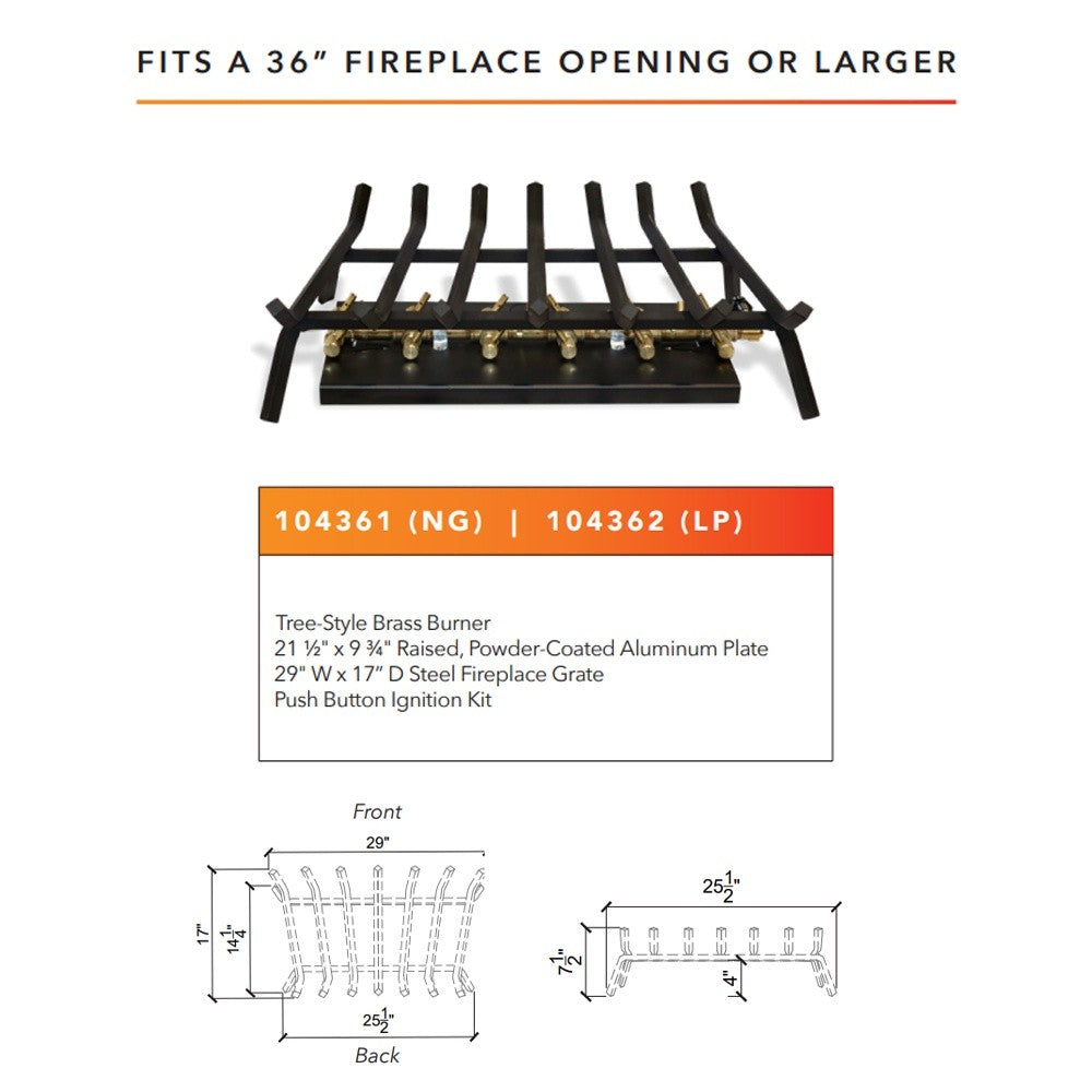 Warming Trends Outdoor Fireplace Kit, Tree-Style Crossfire Burner
