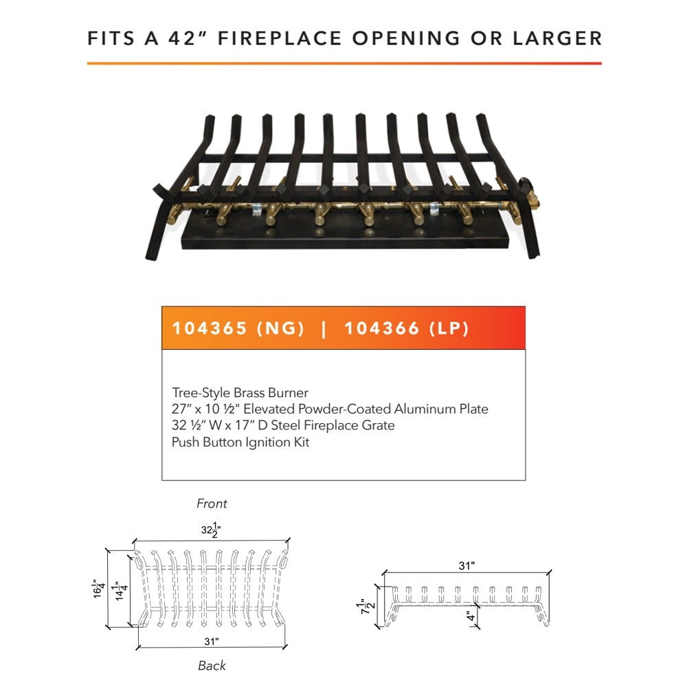 Warming Trends Outdoor Fireplace Kit, Tree-Style Crossfire Burner