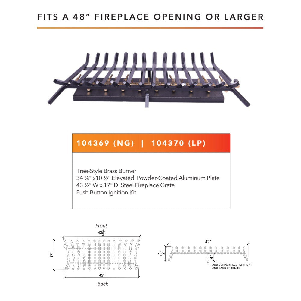Warming Trends Outdoor Fireplace Kit, Tree-Style Crossfire Burner