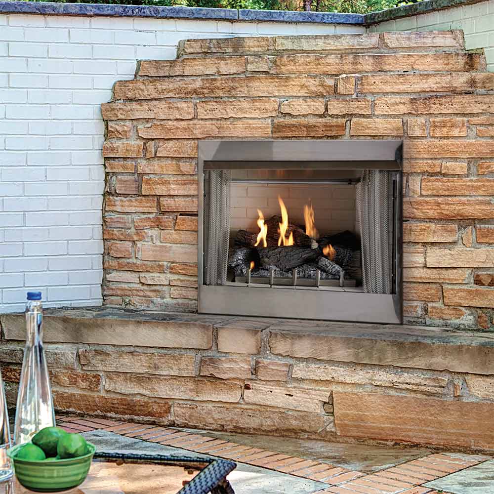Carol Rose by Empire 42in Outdoor Gas Fireplace w/ Wildwood
