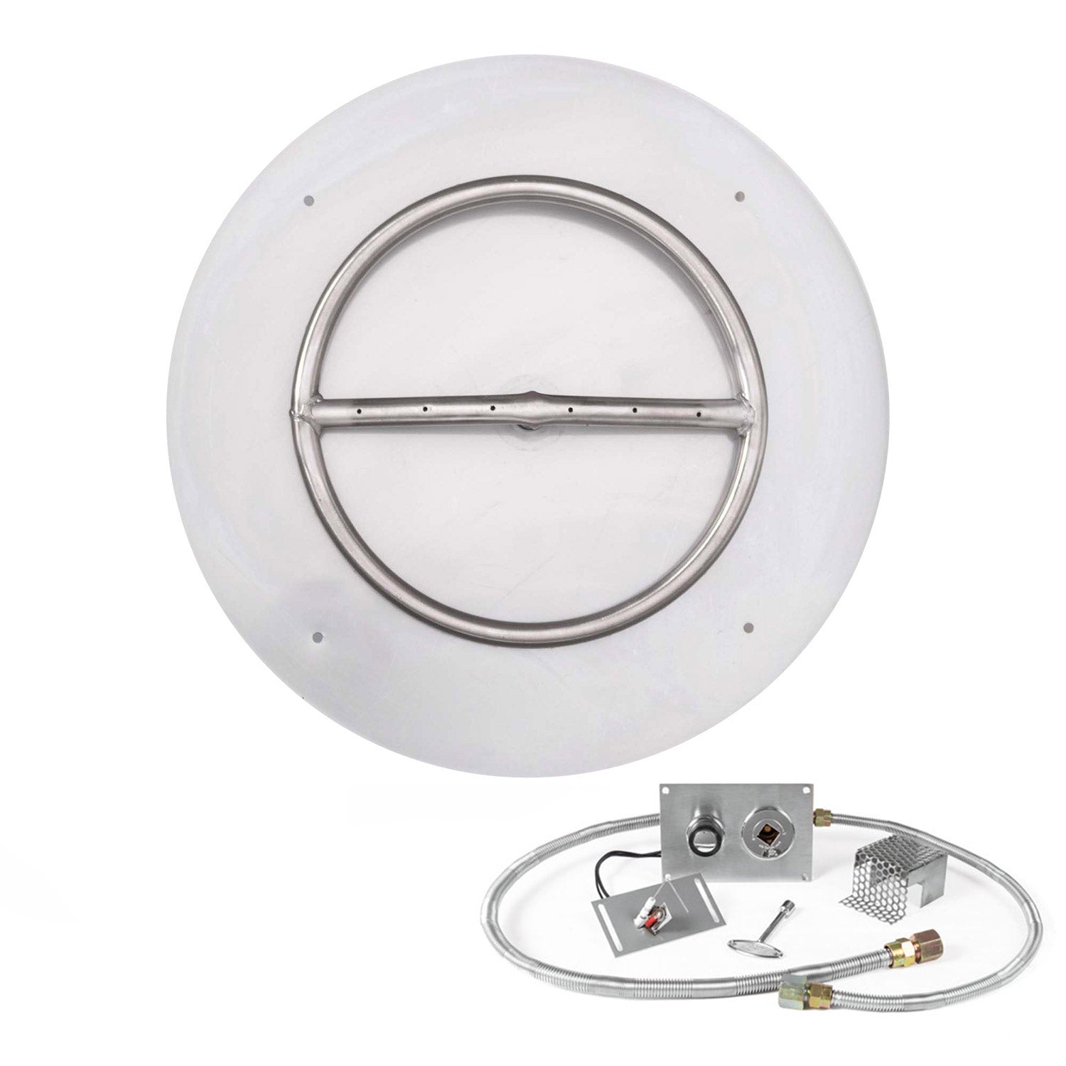 The Outdoor Plus Round Spark Ignition Gas Fire Pit Burner Kit