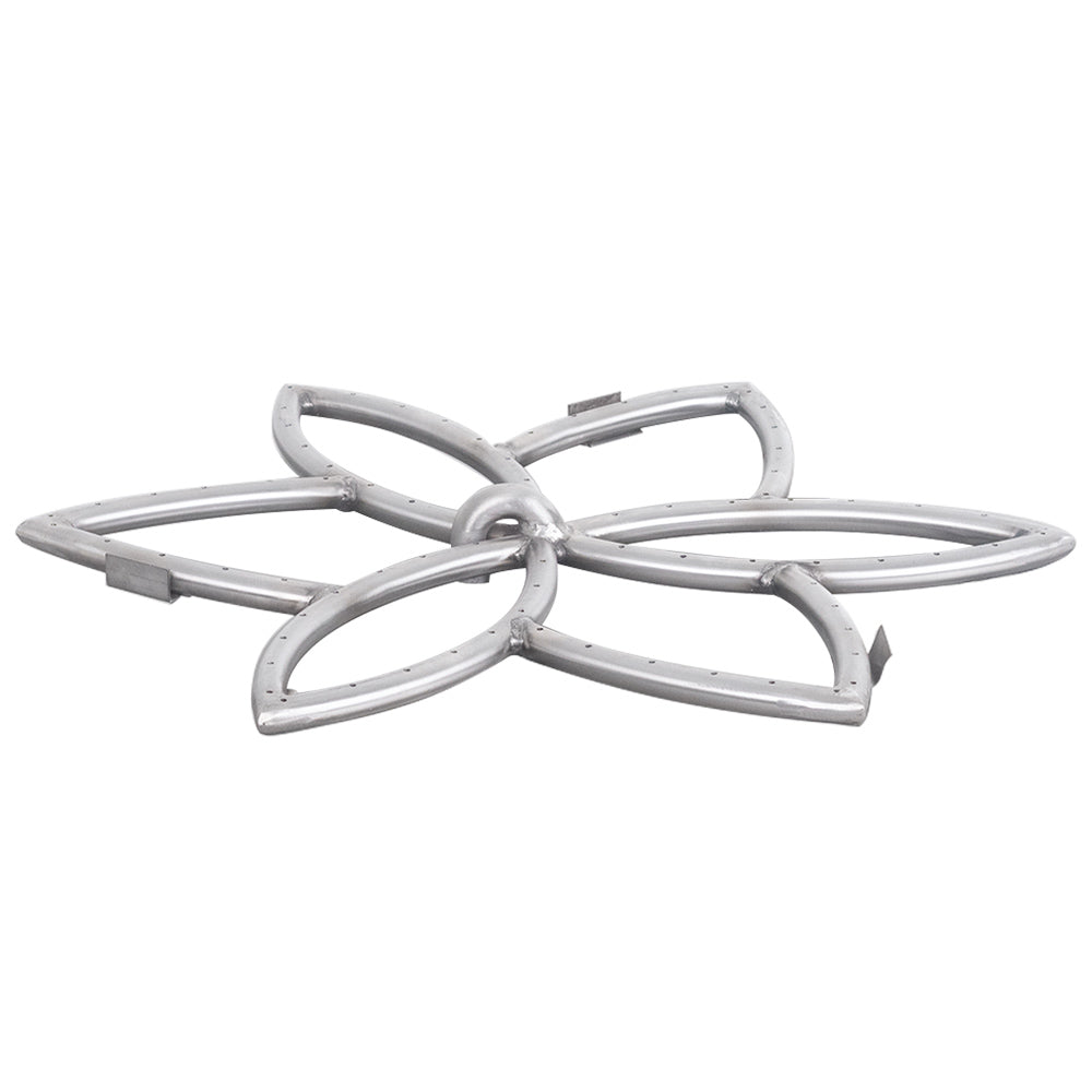 Stainless steel lotus-shaped gas fire pit burner with petal-style ring