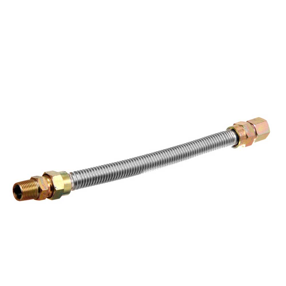 Stainless steel flex hose with 3/4-inch brass fittings, 36 in