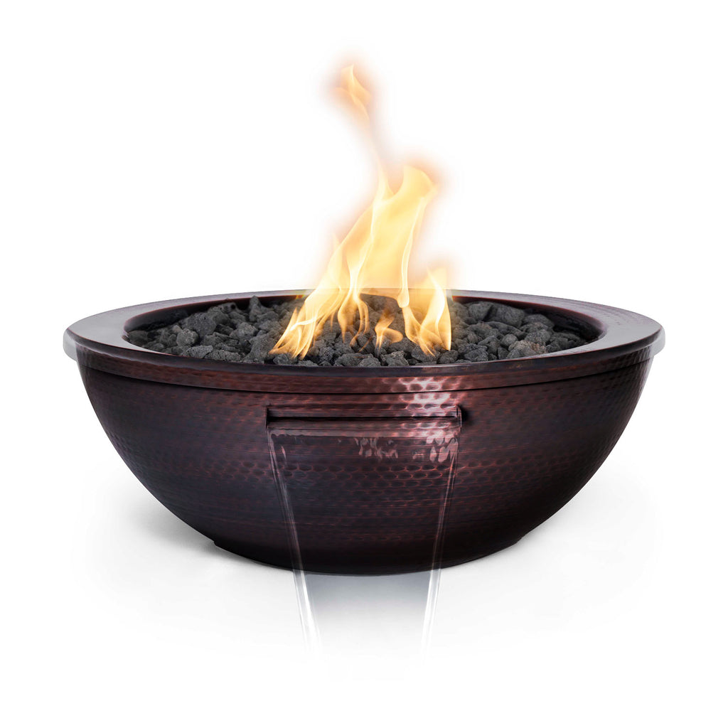 TOP Fires by The Outdoor Plus Sedona 27-Inch Round Copper Gas Fire and Water Bowl