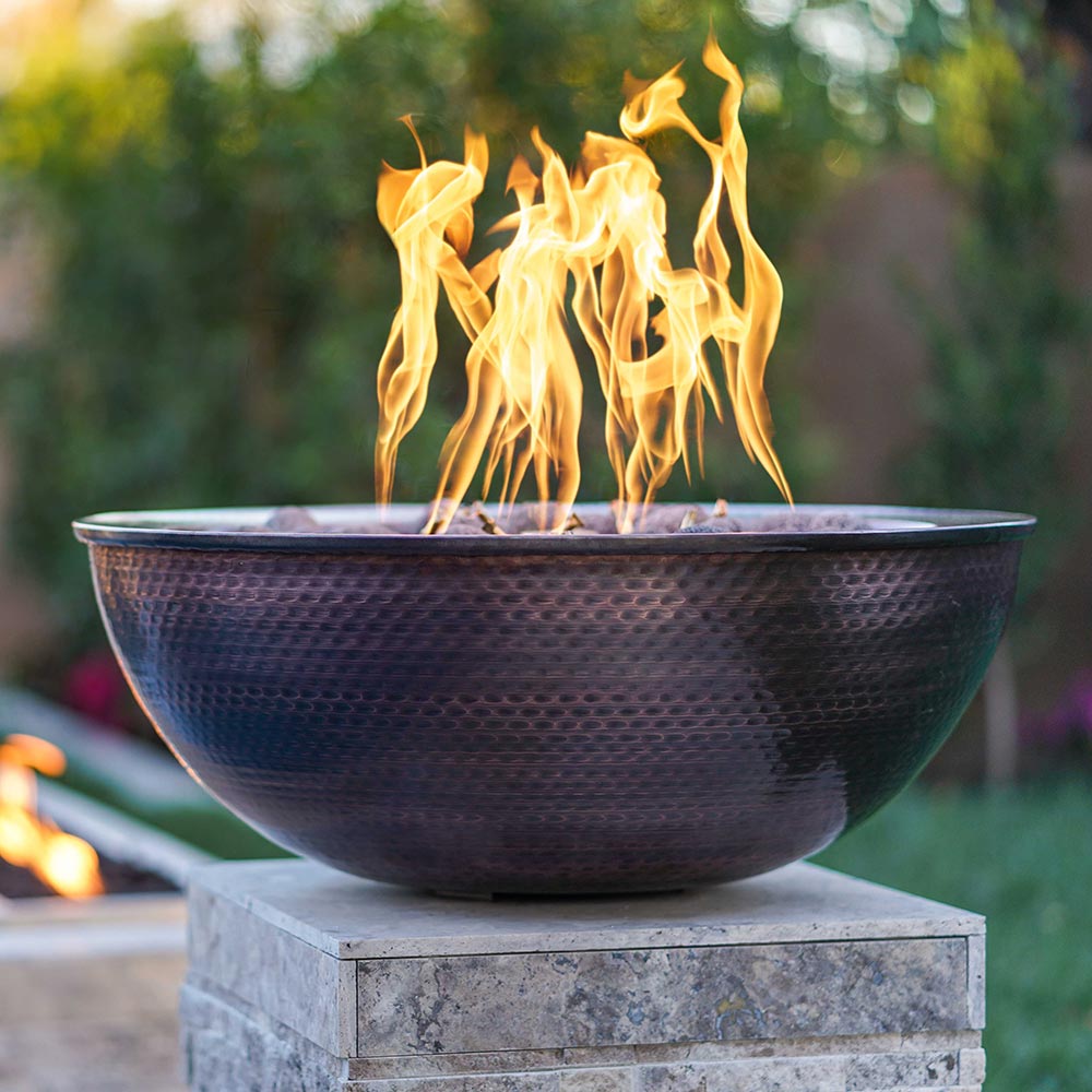 TOP Fires by The Outdoor Plus Sedona 27-Inch Round Copper Gas Fire and Water Bowl