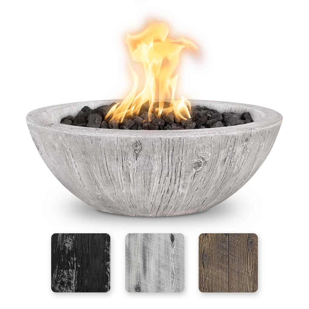 TOP Fires by The Outdoor Plus Sedona 27-Inch Round Wood Grain Concrete Gas Fire Bowl