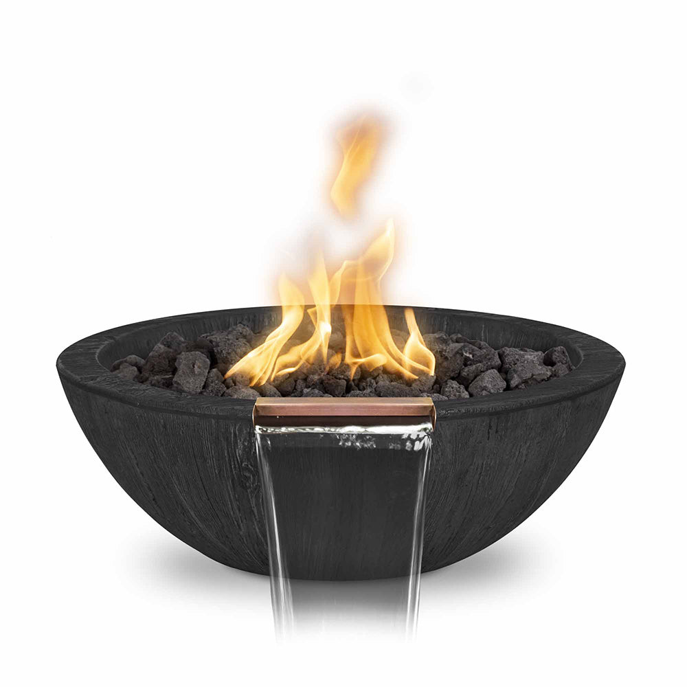 TOP Fires by The Outdoor Plus Sedona 27-Inch Round Wood Grain Concrete Gas Fire and Water Bowl
