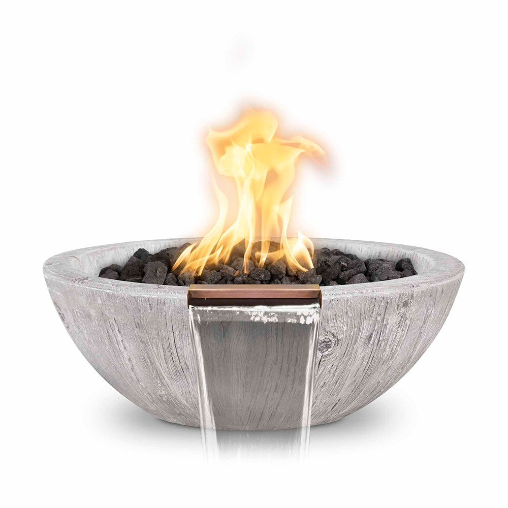 TOP Fires by The Outdoor Plus Sedona 27-Inch Round Wood Grain Concrete Gas Fire and Water Bowl