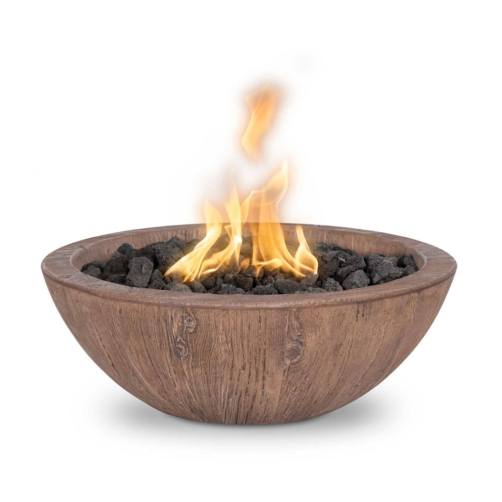 TOP Fires by The Outdoor Plus Sedona 27-Inch Round Wood Grain Concrete Gas Fire Bowl