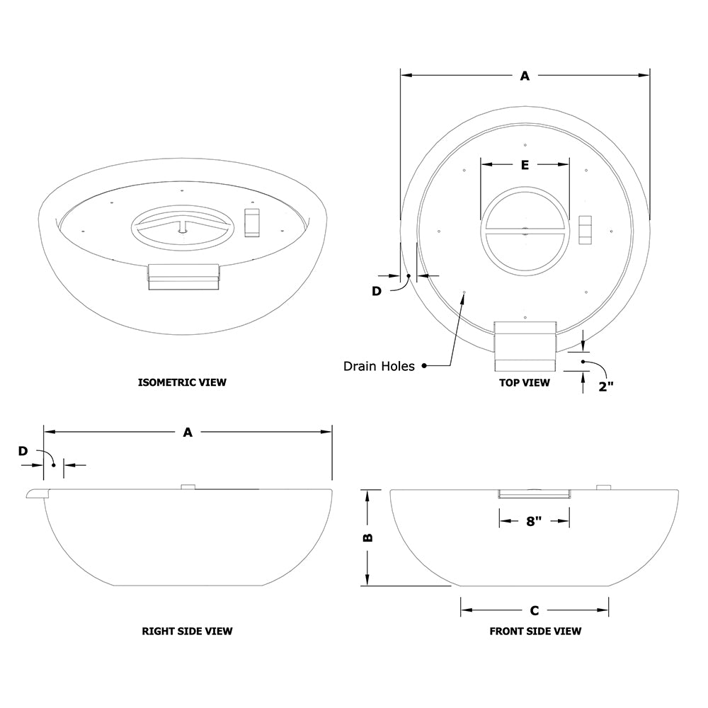TOP Fires by The Outdoor Plus Sedona 27-Inch Round Wood Grain Concrete Gas Fire and Water Bowl