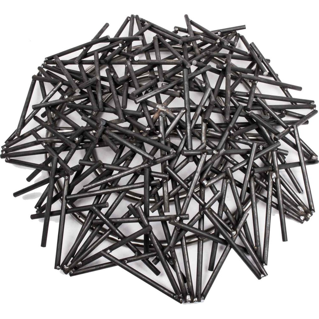 Mild steel bird's nest burner with interwoven metal rod grid structure