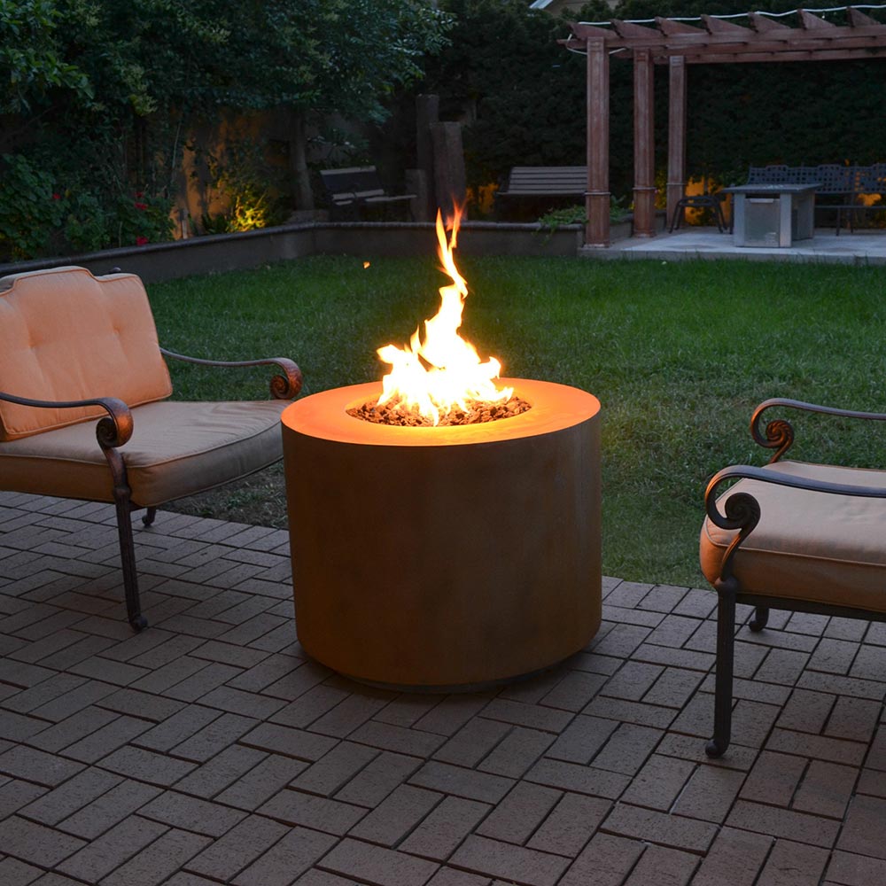 TOP Fires by The Outdoor Plus Beverly 30-Inch Round Corten Steel Gas Fire Pit