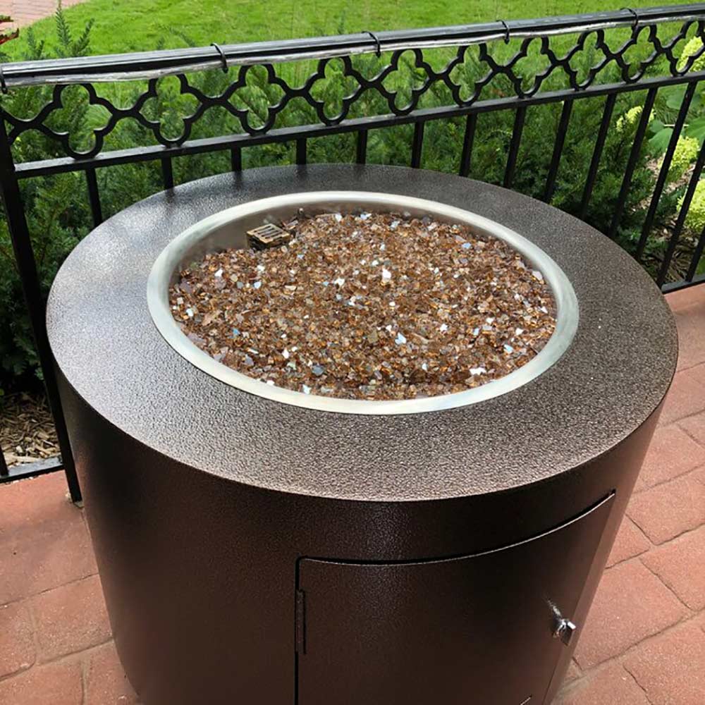 TOP Fires by The Outdoor Plus Beverly 30-Inch Round Powder Coated Steel Gas Fire Pit