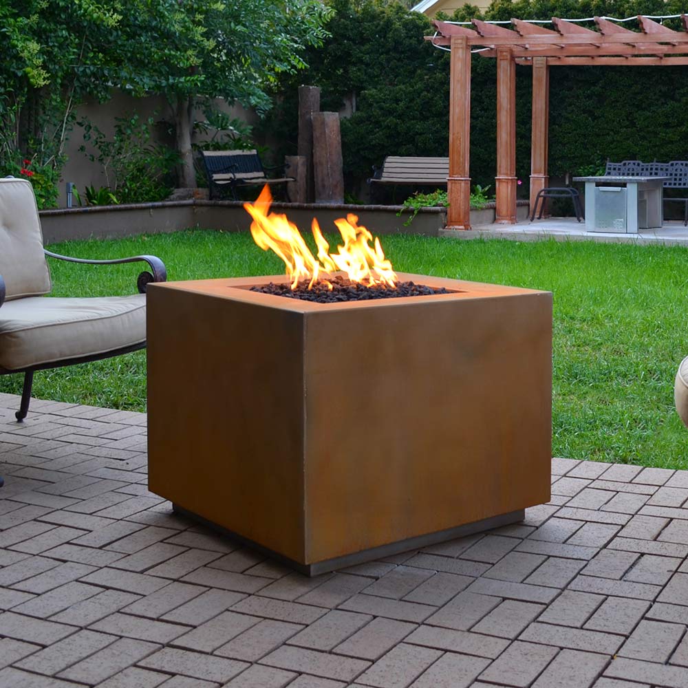 TOP Fires by The Outdoor Plus Forma 36x36-Inch Square Corten Steel Gas Fire Pit