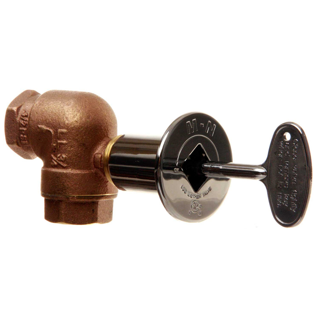 1/2-inch full flow ball valve with 90-degree bend, bronze body and black handle
