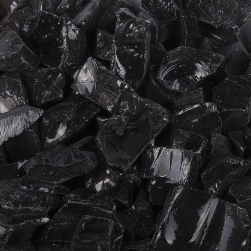 The Outdoor Plus Standard 0.5-0.75" Black Fire Glass, 25-Pounds